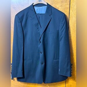 Men’s 52L Blue Pinstripe suit by Andrew Fezza from S&K Warehouse.
